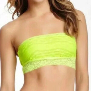 NWT Free People Bandeau Lace Bralette Neon Yellow